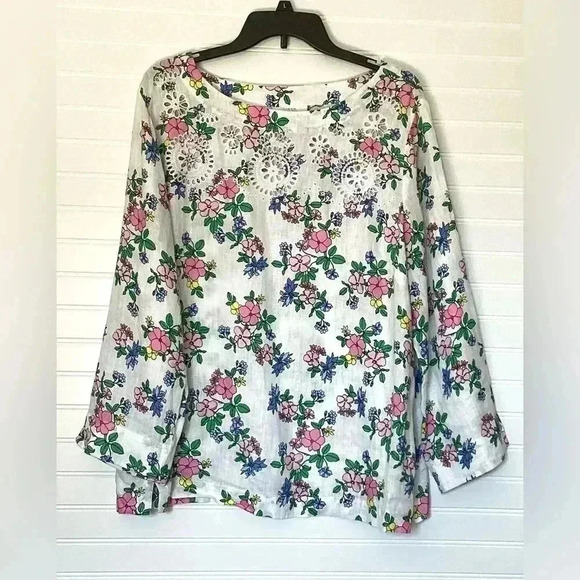 Charter Club Women's Linen Floral-Printed Top Tunic Size XL WHIT, PINK, GREEN - Picture 1 of 12